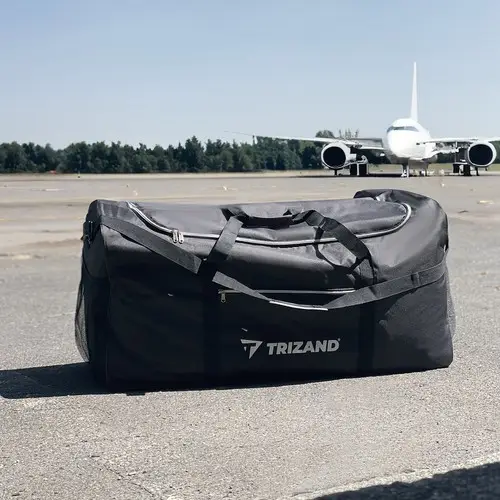 Большая дорожная сумка Trizand 23639 180 л, водонепроницаемая, черная, 90×50×40 см, крепкая багажная сумка для путешествий - изображение 4