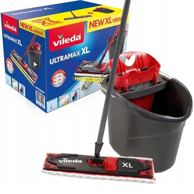 Набор для уборки Vileda Ultramax BOX XL 160932 – швабра + ведро с отжимом, микрофибра, для всех типов полов - изображение 2