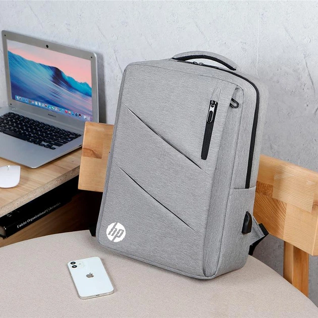 Рюкзак противоударный для ноутбука 15,6" HP, водостойкий, с USB-портом Серый ( IBN051S2 ) - изображение 8
