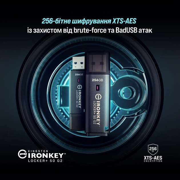 Флеш память USB Kingston IronKey Locker+ 50 G2 128GB USB 3.2 Gen1 Black (IKLP50G2/128GB) - изображение 5