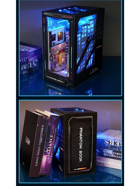 Румбокс конструктор 3D Book Nook «Киберпанк» с LED подсветкой, DIY набор (18,7×15×10 см) (10785) - Фото 8 Румбокс конструктор 3D Book Nook «Киберпанк» с LED подсветкой, DIY набор (18,7×15×10 см) (10785) - изображение 8