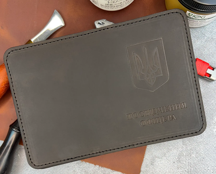Шкіряна обкладинка для посвідчення офіцера з вінтажної шкіри, шоколадний (FM_0AA8408E4848) - зображення 2