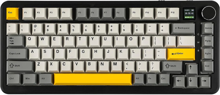 Игровая механическая клавиатура Ajazz AK820 MAX Plus / Три режима подключения / Maillard Switch /Black Yellow - Фото 1 Игровая механическая клавиатура Ajazz AK820 MAX Plus / Три режима подключения / Maillard Switch /Black Yellow - изображение 1