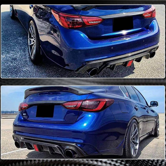 Дифузор заднього бампера V3 (для Q50 Base/Sport 2018-2023, Карбон) для Infiniti Q50/Q60 рр - зображення 4