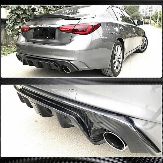 Дифузор заднього бампера V4 (для Q50 Base/Sport 2018-2023, Карбон) для Infiniti Q50/Q60 рр - зображення 10