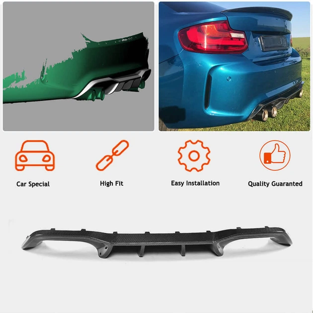 Дифузор заднього бампера V6 (для F87 M2/M2С, Карбон) для BMW 2 серія F22/F23 2014-2021 рр - зображення 2