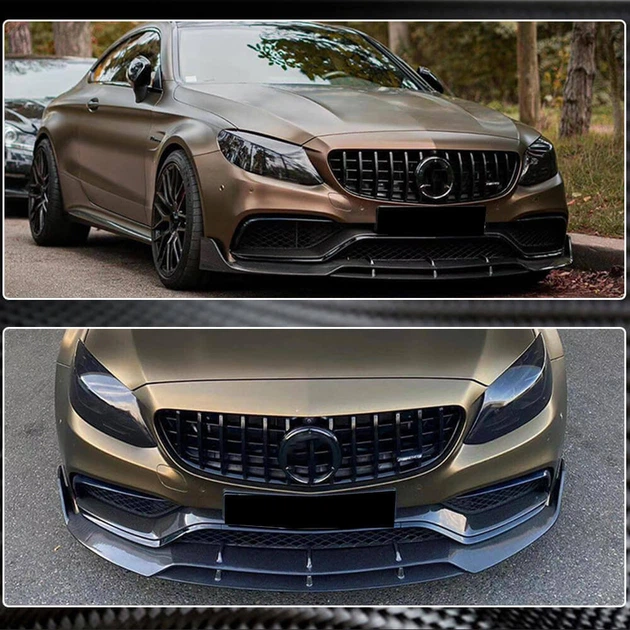 Передний лип-спойлер V2 на бампер (Купе/Кабриолет C63 AMG 2015-2019, Карбон) для Mercedes C-сlass W205 - изображение 5