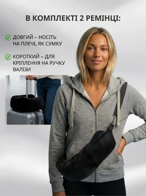 Дорожная универсальная подушка в авто чехол органайзер в путишествие для шеи с регулируемым ремешком без наполнителя в машину - изображение 3