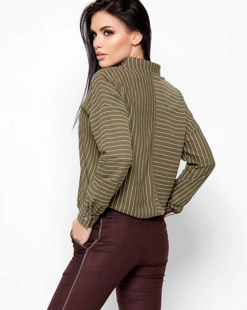 Рубашка oversize в полоску 32708 G&M xp-1714 L Размер цвет Зеленый - Фото 3 Рубашка oversize в полоску 32708 G&M xp-1714 L Размер цвет Зеленый - изображение 3