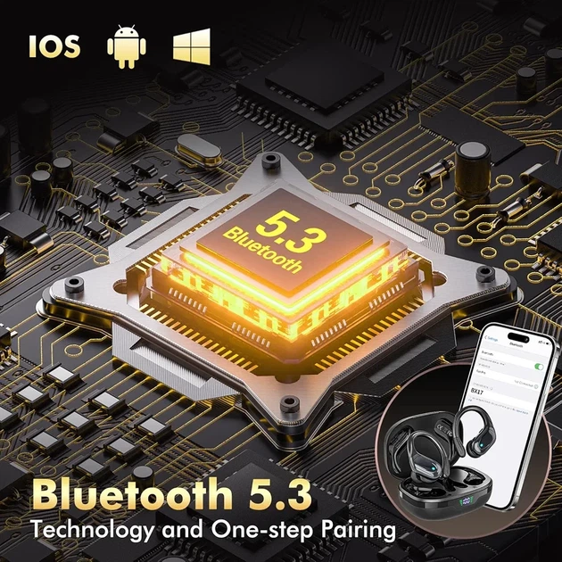Бездротові навушники 75 год, Bluetooth 5.4, 4 мікрофони ENC, IP7, спорт, шумозаглушення - изображение 3