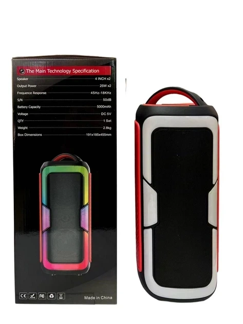 Портативная Bluetooth колонка JQS4407 20Вт с RGB подсветкой и двумя динамиками - изображение 2