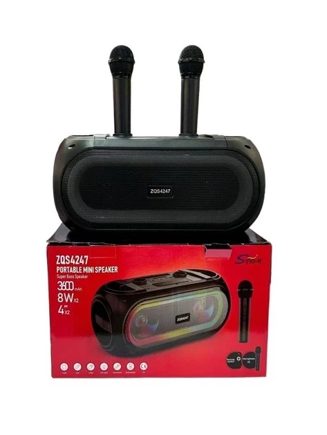 Портативна Bluetooth колонка ZQS4247 16Вт із 2 мікрофонами караоке USB TF FM AUX - зображення 2