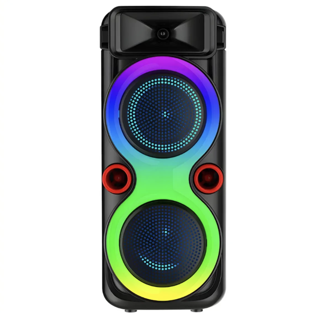 Портативная Bluetooth колонка 2х8″ с проводным микрофоном и RGB подсветкой ZQS8275 40W - изображение 7