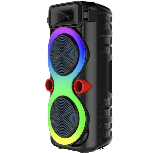 Портативная Bluetooth колонка 2х8″ с проводным микрофоном и RGB подсветкой ZQS8275 40W - изображение 8
