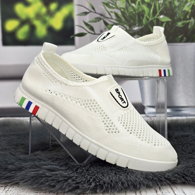 Мокасини жіночі Ok Shoes молочні текстильні сітка 38р (24,5 см) 8396 - Фото 2 Мокасини жіночі Ok Shoes молочні текстильні сітка 38р (24,5 см) 8396 - зображення 2