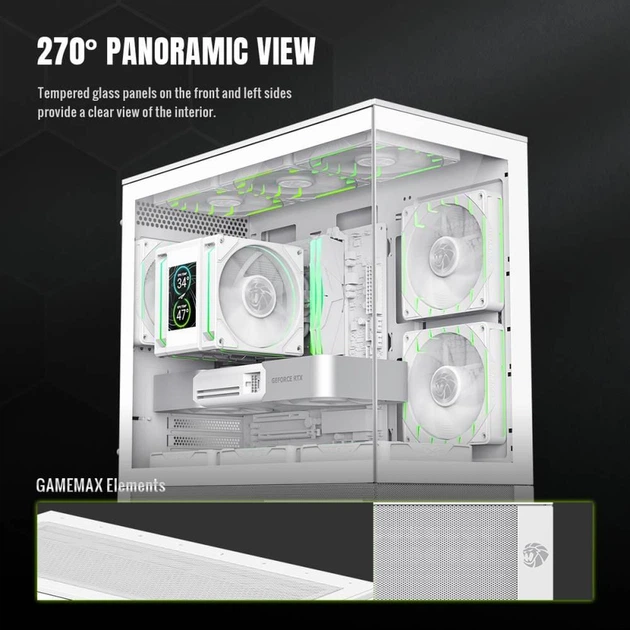 Корпус GameMax Vista 2 M Tempered Glass без БЖ White (VISTA 2 MW) - зображення 11