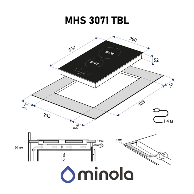 Варочная поверхность стеклокерамическая Domino Minola MHS 3071 TBL - изображение 2