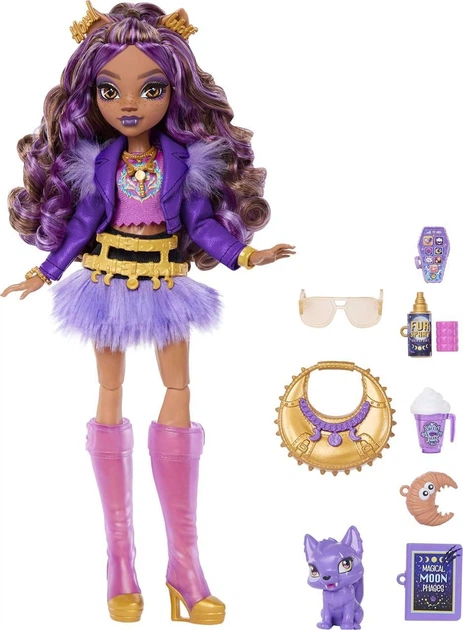 Лялька Монстер Хай Клодін Вульф Monster High Clawdeen Wolf Doll G3 Purple Moto Mattel - Фото 2 Лялька Монстер Хай Клодін Вульф Monster High Clawdeen Wolf Doll G3 Purple Moto Mattel - зображення 2