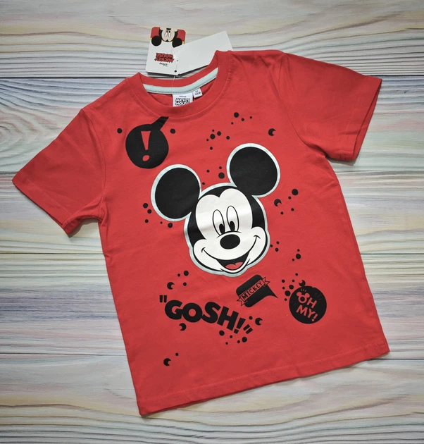 Детская футболка с Микки Маусом для мальчика Disney 5 лет, 110 см, Красная - Фото 1 Детская футболка с Микки Маусом для мальчика Disney 5 лет, 110 см, Красная - изображение 1