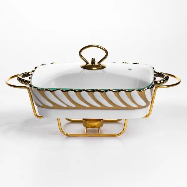 Мармит мармитница фарфоровая Tiffany 1 л 31х16х11 см • со стеклянной крышкой на подставке с подогревом для блюд HoReCa •мармит для ресторанов кафе кейтеринга и банкетов — поддерживает температуру блюд Yiwu - Фото 2 Мармит мармитница фарфоровая Tiffany 1 л 31х16х11 см • со стеклянной крышкой на подставке с подогревом для блюд HoReCa •мармит для ресторанов кафе кейтеринга и банкетов — поддерживает температуру блюд Yiwu - изображение 2