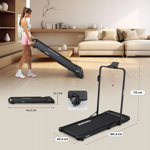 Электрическая беговая дорожка Zipro Newlite, складная, Walking Pad 2-в-1 до 12 км/ч, 110 кг - изображение 7
