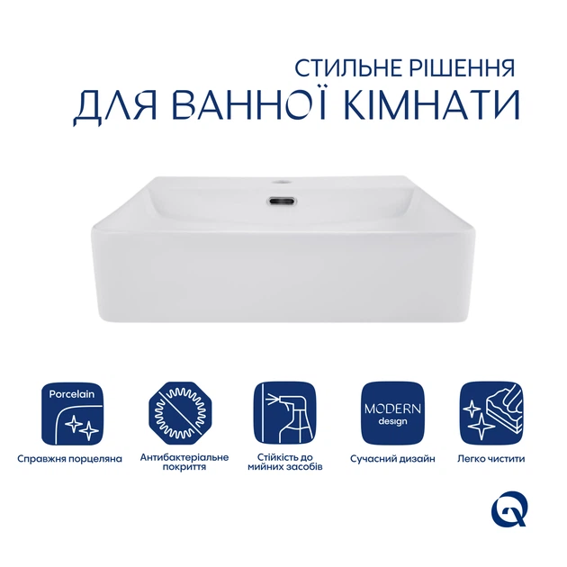 Комплект Qtap Nando LT: Раковина подвесная прямоугольная 500х420х130 мм White + Донный клапан PU02O - Фото 3 Комплект Qtap Nando LT: Раковина подвесная прямоугольная 500х420х130 мм White + Донный клапан PU02O - изображение 3