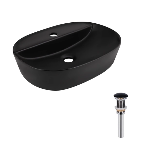 Раковина накладная 500x380x120 мм Qtap Scorpio Matt Black + Донный клапан PU03 - Фото 1 Раковина накладная 500x380x120 мм Qtap Scorpio Matt Black + Донный клапан PU03 - изображение 1