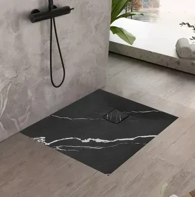 Душовий піддон REA MAGNUM 90x90 CARRARA BLACK - изображение 3