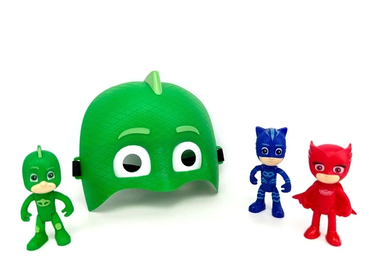 Игровой Набор PJ Masks Маска Геко зеленая ( светящаяся глаза) + 3 Фигурки Героев " Герои в масках" - изображение 2