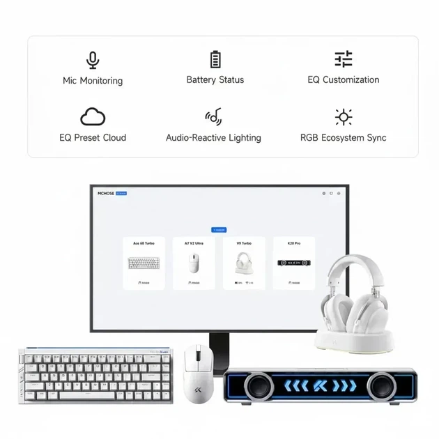 Беспроводные игровые наушники Mchose V9 Turbo+ Steel Black гарнитура с микрофоном и станией для зарядки 2.4ГГц / USB / Bluetooth - изображение 4