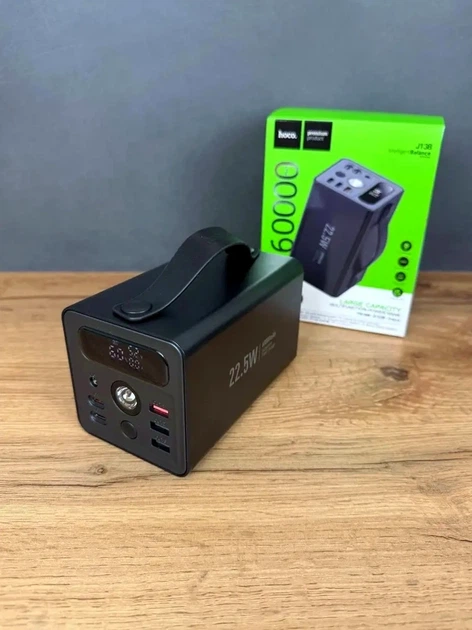 Power Bank Hoco J138 Distant 60000 mAh із швидкою зарядкою для подорожей та екстрених ситуацій чорний - зображення 8
