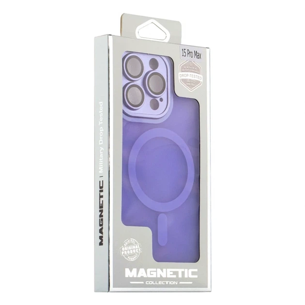 Чехол TPU PC Magnetic Matte для iPhone 13 Pro Max с MagSafe защита камеры фиолетовый - Фото 2 Чехол TPU PC Magnetic Matte для iPhone 13 Pro Max с MagSafe защита камеры фиолетовый - зображення 2