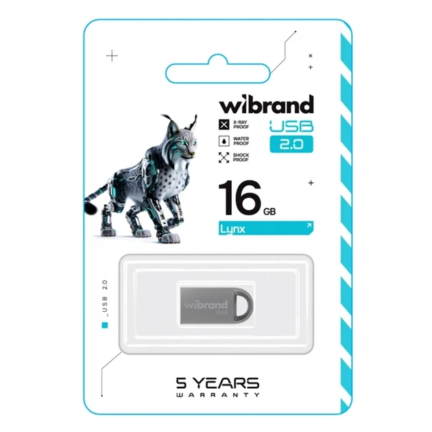USB флешка Wibrand 16 Гб Lynx срібляста для зберігання даних та передачі інформації з USB 2.0 - Фото 2 USB флешка Wibrand 16 Гб Lynx срібляста для зберігання даних та передачі інформації з USB 2.0 - зображення 2