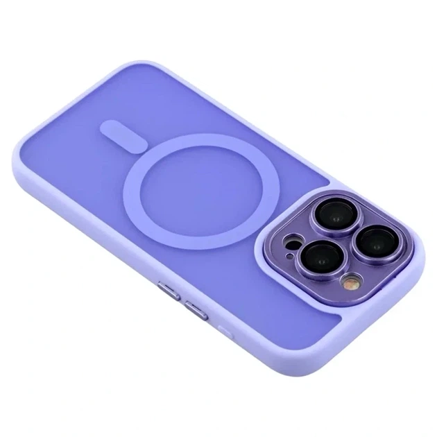 Чехол TPU PC Magnetic Matte для iPhone 13 Pro Max с MagSafe защита камеры фиолетовый - Фото 7 Чехол TPU PC Magnetic Matte для iPhone 13 Pro Max с MagSafe защита камеры фиолетовый - зображення 7