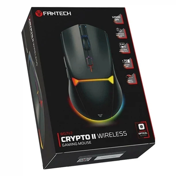 Ігрова миша Fantech WG7V2 Crypto II бездротова з RGB підсвічуванням для геймерів з високим DPI 12000 та ергономічною формою - Фото 7 Ігрова миша Fantech WG7V2 Crypto II бездротова з RGB підсвічуванням для геймерів з високим DPI 12000 та ергономічною формою - зображення 7