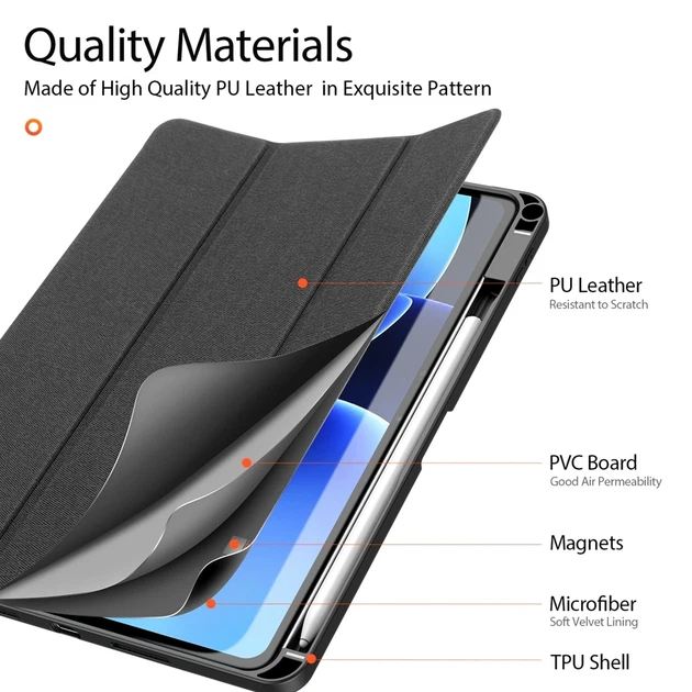 Чохол Dux Ducis Domo для Xiaomi Pad 7 7 Pro з підставкою та захистом від ударів чорний - зображення 7