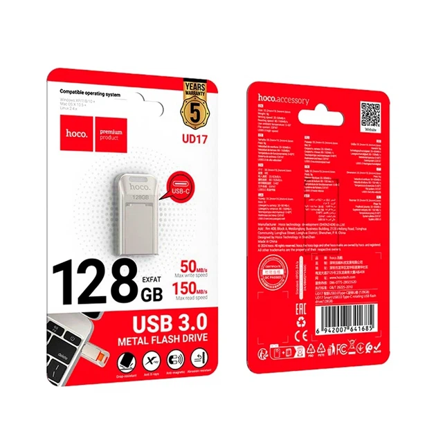 Флеш-накопитель Hoco UD17 USB 3.0 Type-C 128GB поворотный металлический для хранения и передачи данных - Фото 2 Флеш-накопитель Hoco UD17 USB 3.0 Type-C 128GB поворотный металлический для хранения и передачи данных - изображение 2