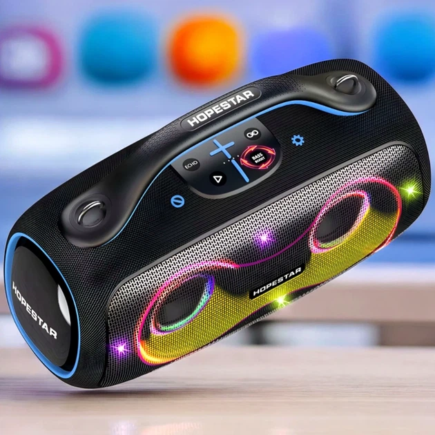 Портативна Bluetooth колонка 400 Вт 6 9 кг з RGB підсвічуванням для вечірок Hopestar Party 168 чорна - зображення 6