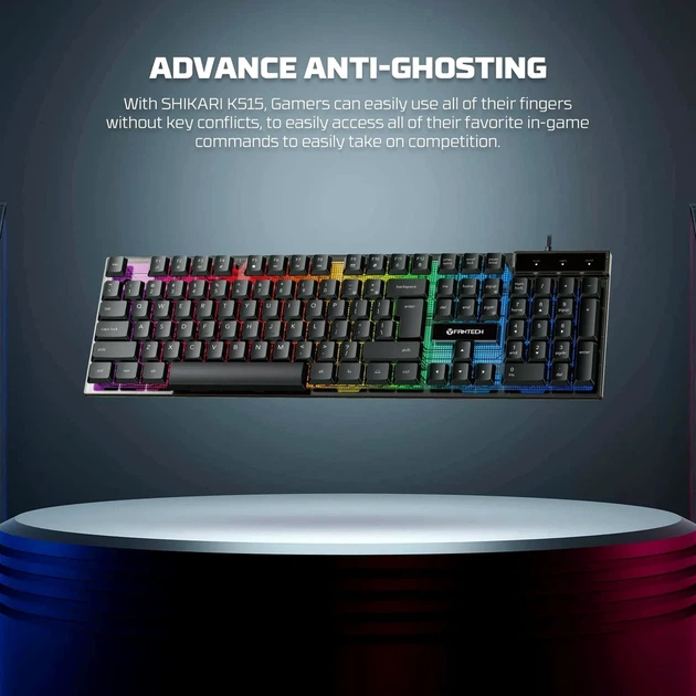 Ігрова клавіатура Fantech Shikari S K515S мембранна з RGB підсвічуванням для ПК та ігор з комфортним відгуком - Фото 6 Ігрова клавіатура Fantech Shikari S K515S мембранна з RGB підсвічуванням для ПК та ігор з комфортним відгуком - зображення 6