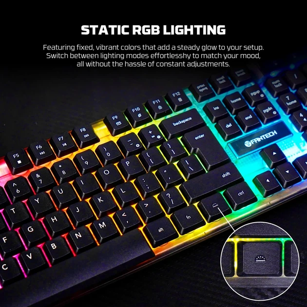 Ігрова клавіатура Fantech Shikari S K515S мембранна з RGB підсвічуванням для ПК та ігор з комфортним відгуком - Фото 8 Ігрова клавіатура Fantech Shikari S K515S мембранна з RGB підсвічуванням для ПК та ігор з комфортним відгуком - зображення 8