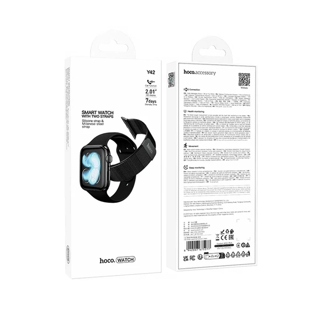 Смарт часы Hoco Y42 для фитнеса и здоровья с Bluetooth для звонков и мониторинга активности - Фото 4 Смарт часы Hoco Y42 для фитнеса и здоровья с Bluetooth для звонков и мониторинга активности - изображение 4