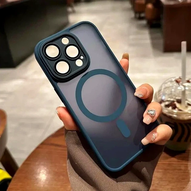 Чехол TPU+PC Magnetic Matte для iPhone 12 Pro с MagSafe защита камеры темно-синий - Фото 7 Чехол TPU+PC Magnetic Matte для iPhone 12 Pro с MagSafe защита камеры темно-синий - изображение 7