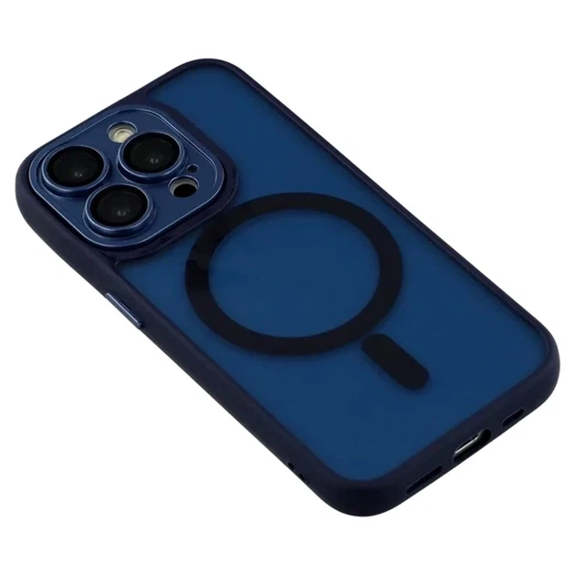 Чехол TPU+PC Magnetic Matte для iPhone 12 Pro с MagSafe защита камеры темно-синий - Фото 8 Чехол TPU+PC Magnetic Matte для iPhone 12 Pro с MagSafe защита камеры темно-синий - изображение 8