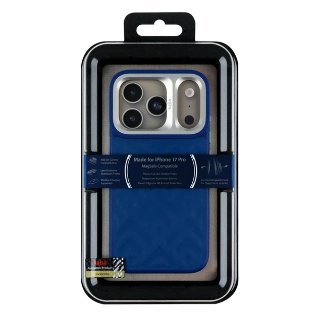 Чехол противоударный Kajsa Briquette Collection для iPhone 17 Pro с MagSafe микрофибра синий B-Ring - Фото 2 Чехол противоударный Kajsa Briquette Collection для iPhone 17 Pro с MagSafe микрофибра синий B-Ring - зображення 2