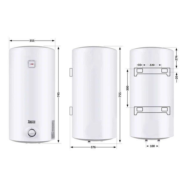 Водонагрівач електричний Thermo Alliance 50 л SLIM вертикальний, мокрий ТЕН 1,5 кВт D50V15Q1 - зображення 2