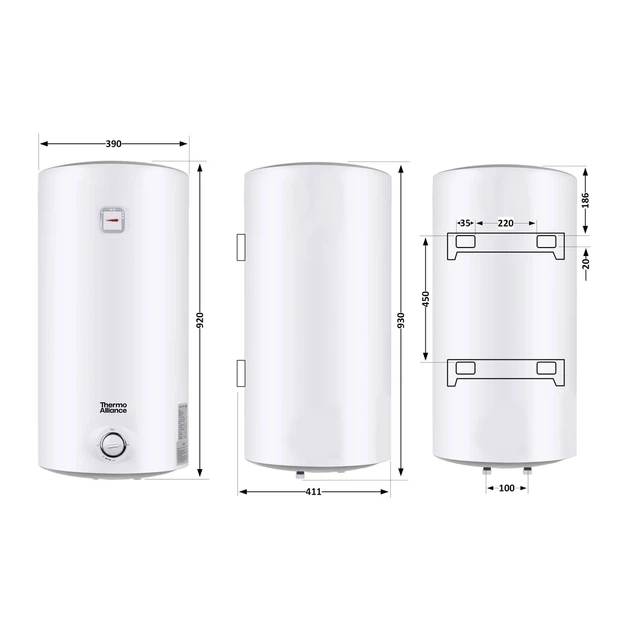 Водонагреватель электрический Thermo Alliance 80 л SLIM вертикальный, мокрый ТЭН 1,5 кВт D80V15Q2 - изображение 2