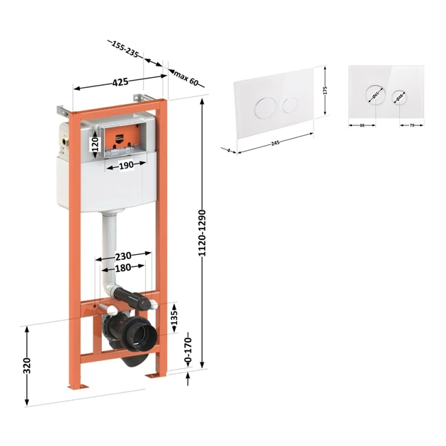 Набор инсталляция 4 в 1 Qtap Nest ST с круглой панелью смыва QT0133M425V1164GW - изображение 2