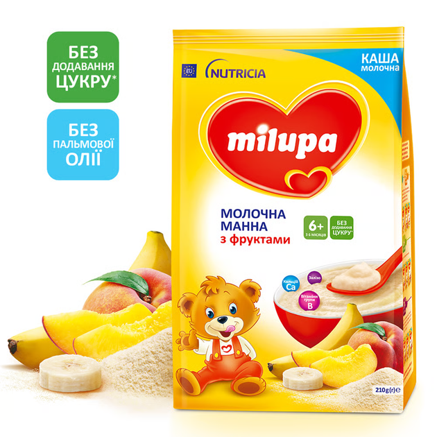 Молочна манна каша Milupa з фруктами, із 6 міс., 210 г - зображення 2