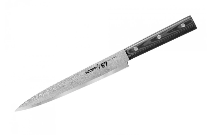 Нож кухонный для тонкой нарезки 195 мм Samura 67 Damascus (SD67-0045M) - Фото 1 Нож кухонный для тонкой нарезки 195 мм Samura 67 Damascus (SD67-0045M) - изображение 1
