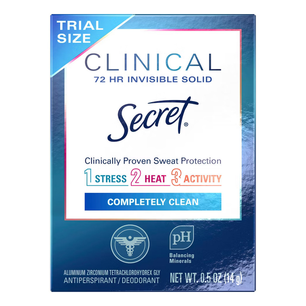 Дезодорант-антиперспірант Secret Clinical Strength Invisible Solid Antiperspirant Deodorant Completely Clean 14гр (037000884538) - Фото 1 Дезодорант-антиперспірант Secret Clinical Strength Invisible Solid Antiperspirant Deodorant Completely Clean 14гр (037000884538) - зображення 1